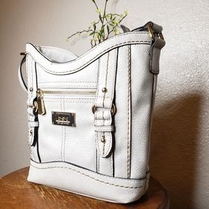 BOC White & Gold Vegan Leather Crossbody Satchel